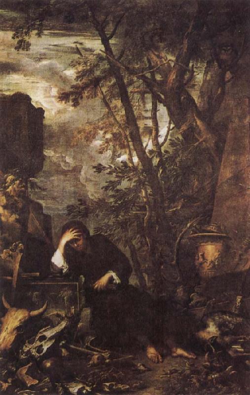 Salvator Rosa Democritus in Meditation oil painting image